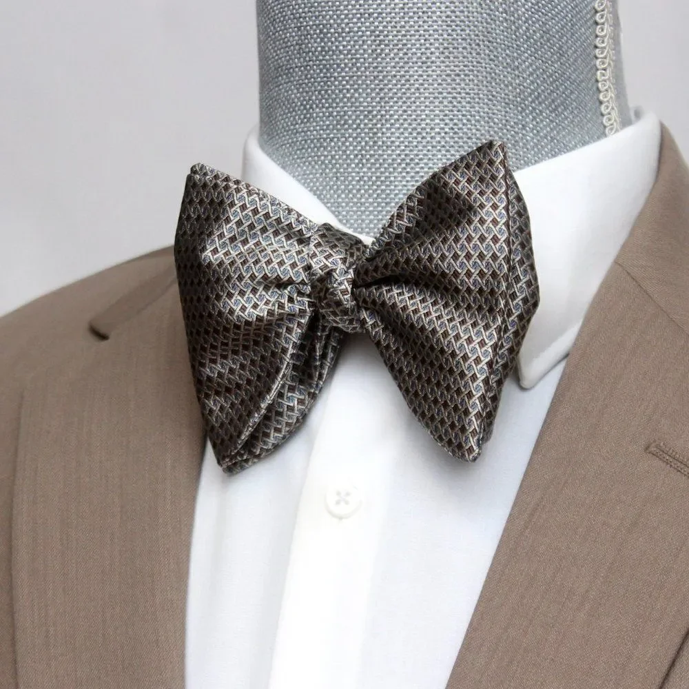 Men's Self‎ tied Bow Tie Big Butterfly Bow tie SR597 Small Ornament Brown Blue